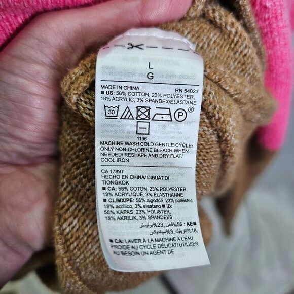 Old Navy Tan and Pink Colorblock Mock Neck Knit Sweater Size Large - Picture 7 of 8